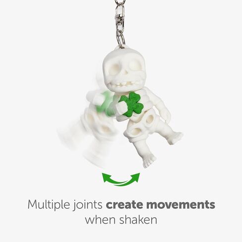Fortune Skelly Collection Flexy Toy Keychain - Movable Skull & Four Leaf Clover Keychain, Flexible Joints, Fun & Unique Gift, Lucky Charm, Made in Korea in Saudi Arabia