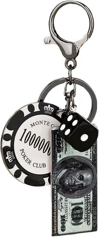 Angyape Las Vegas Souvenir Purse Bag Charms Poker Chips Money Dice Keychain Car Keychain Accessorise Gifts for Casino Fans in Saudi Arabia
