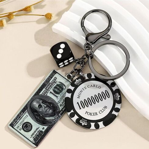 Angyape Las Vegas Souvenir Purse Bag Charms Poker Chips Money Dice Keychain Car Keychain Accessorise Gifts for Casino Fans in Saudi Arabia