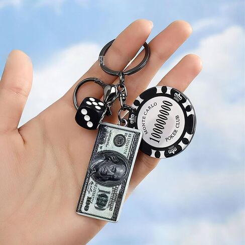 Angyape Las Vegas Souvenir Purse Bag Charms Poker Chips Money Dice Keychain Car Keychain Accessorise Gifts for Casino Fans in Saudi Arabia