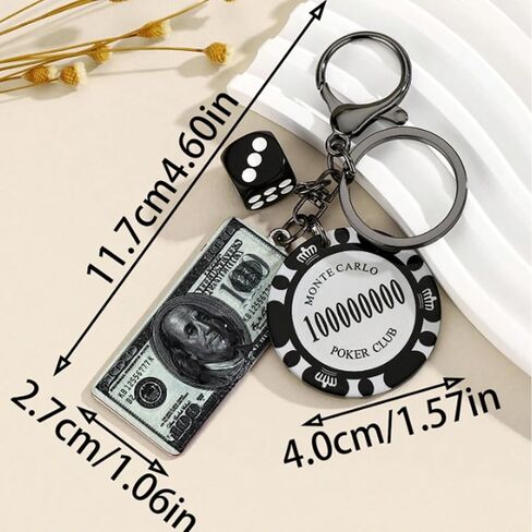 Angyape Las Vegas Souvenir Purse Bag Charms Poker Chips Money Dice Keychain Car Keychain Accessorise Gifts for Casino Fans in Saudi Arabia