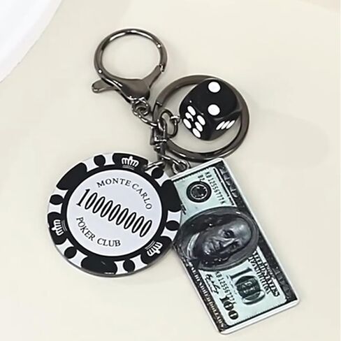 Angyape Las Vegas Souvenir Purse Bag Charms Poker Chips Money Dice Keychain Car Keychain Accessorise Gifts for Casino Fans in Saudi Arabia