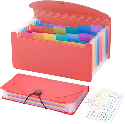 13 Pocket A6 Receipt Organizer, 2 Pack Small Accordion File Organizer, Coupon Organizer with Labels - Clear in Kuwait