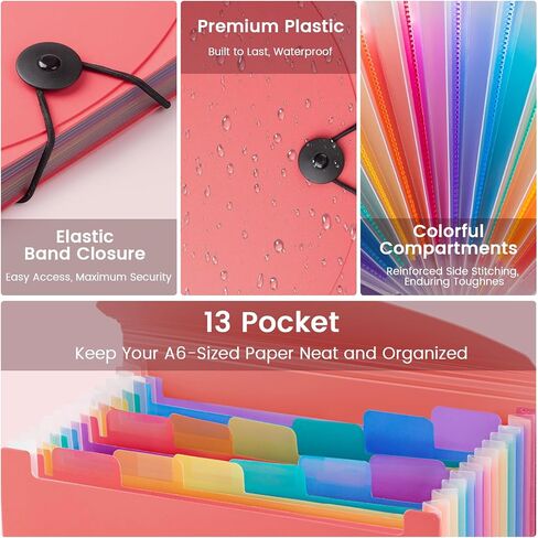 13 Pocket A6 Receipt Organizer, 2 Pack Small Accordion File Organizer, Coupon Organizer with Labels - Clear in Kuwait