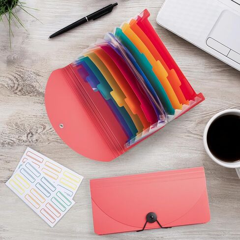 13 Pocket A6 Receipt Organizer, 2 Pack Small Accordion File Organizer, Coupon Organizer with Labels - Clear in Kuwait