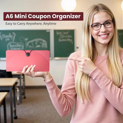 13 Pocket A6 Receipt Organizer, 2 Pack Small Accordion File Organizer, Coupon Organizer with Labels - Clear in Kuwait