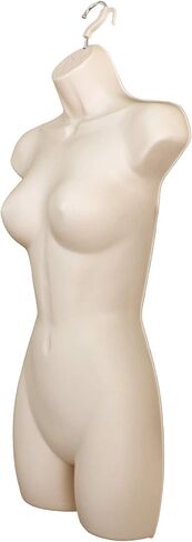 DisplayTown Female Mannequin Hip Long Torso Hollow Back Body Stackable Dress Form with Hanging Hook for Tshirt Display, Countertop, Craft Show, Photos and Design, S-M Clothing Size (Silver, Set of 2) in Kuwait