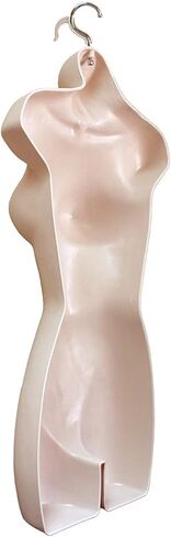 DisplayTown Female Mannequin Hip Long Torso Hollow Back Body Stackable Dress Form with Hanging Hook for Tshirt Display, Countertop, Craft Show, Photos and Design, S-M Clothing Size (Silver, Set of 2) in Kuwait