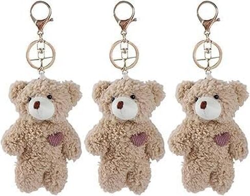 3 PCS Brown Bear Plush Stupted -chain for backpack ، plush keykain ، chiews backpack chains ، chain cotton key sain for diy keychains pottics ، in Saudi Arabia