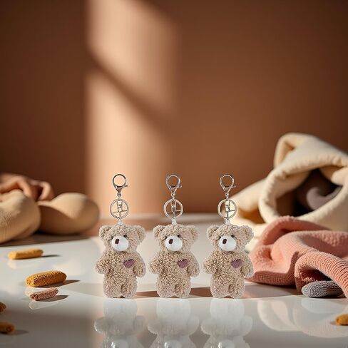 3 PCS Brown Bear Plush Stupted -chain for backpack ، plush keykain ، chiews backpack chains ، chain cotton key sain for diy keychains pottics ، in Saudi Arabia
