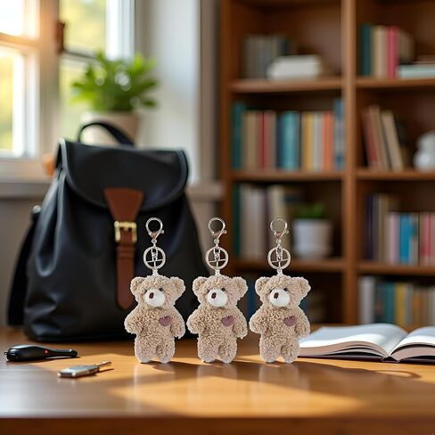 3 PCS Brown Bear Plush Stupted -chain for backpack ، plush keykain ، chiews backpack chains ، chain cotton key sain for diy keychains pottics ، in Saudi Arabia