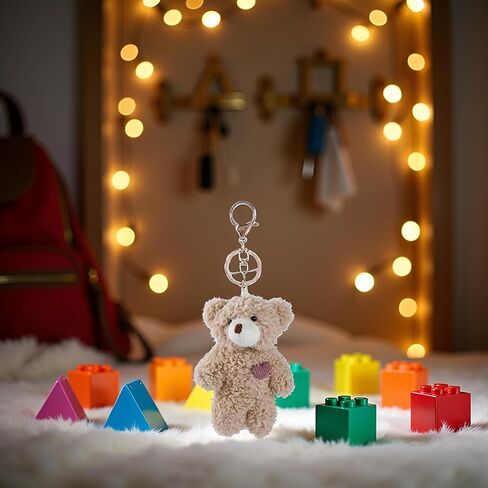 3 PCS Brown Bear Plush Stupted -chain for backpack ، plush keykain ، chiews backpack chains ، chain cotton key sain for diy keychains pottics ، in Saudi Arabia