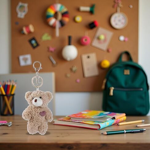 3 PCS Brown Bear Plush Stupted -chain for backpack ، plush keykain ، chiews backpack chains ، chain cotton key sain for diy keychains pottics ، in Saudi Arabia