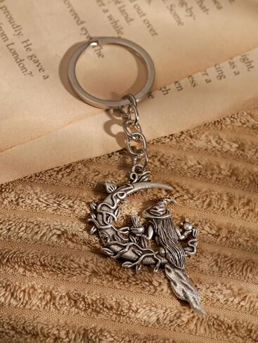 Haquil Vintage Witch Crescent Moon keychain لطيف القوطية القوطية ديكور محفظة كيس سحر محظوظ المفاتيح in Saudi Arabia
