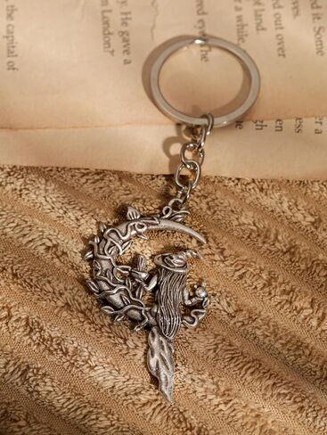 Haquil Vintage Witch Crescent Moon keychain لطيف القوطية القوطية ديكور محفظة كيس سحر محظوظ المفاتيح in Saudi Arabia