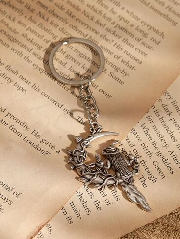 Haquil Vintage Witch Crescent Moon keychain لطيف القوطية القوطية ديكور محفظة كيس سحر محظوظ المفاتيح in Saudi Arabia