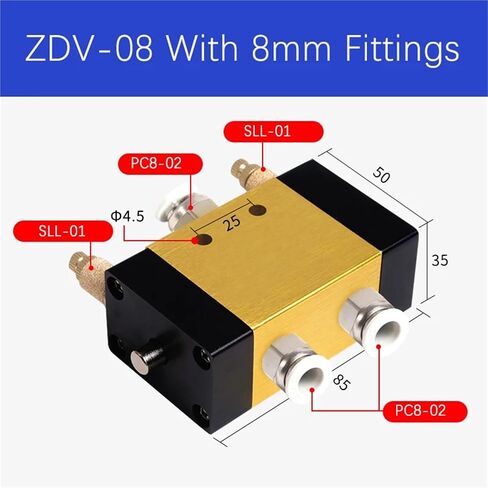 1PCS ZDV-08 Pneumatic Switch Air Valve Cylinder Switch Automatic Reciprocating Speed Control 2 Position 5 way Reversing Valve(With 8mm Fitting) in Saudi Arabia