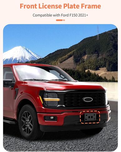 ل F150 Front Plate Bracket Frracket Frracker متوافق مع Ford F150 2021-2025+، إكسسوارات تلقائية خارج لوحة الرخصة الأمامية الأنيقة إطار الأسود الأسود in Kuwait