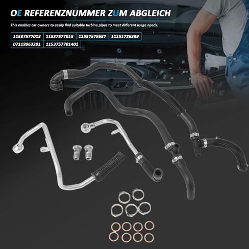 Munik 11537577013 Turbo Soolant Line Line Line Line Kit Kit 2008-2018 for BMW F07 F06 F12 F13 F02 F04 E70 F15 E72 F16 550i 650i 750i in Saudi Arabia