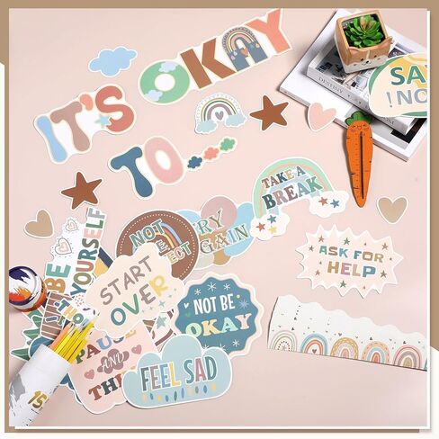 مجموعة لوحة إعلانات لمحطة التأكيد مكونة من 65 قطعة، ملصقات تحفيزية لديكورات مرآة الفصول الدراسية، لا بأس من لوحة الإعلانات بوهو الأوكالبتوس الرائعة للعودة إلى المدرسة (نمط رائع) in Kuwait