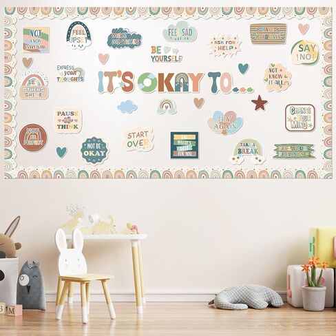 مجموعة لوحة إعلانات لمحطة التأكيد مكونة من 65 قطعة، ملصقات تحفيزية لديكورات مرآة الفصول الدراسية، لا بأس من لوحة الإعلانات بوهو الأوكالبتوس الرائعة للعودة إلى المدرسة (نمط رائع) in Kuwait