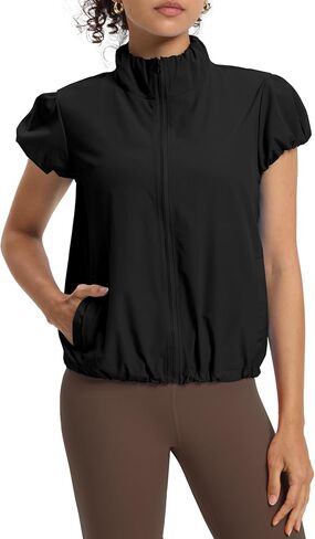 Locachy Women's Lightweight Short Sleeve Zip Up Athletic Jacket Stand Collar Sun Protection Workout Outdoor Jacket in Saudi Arabia