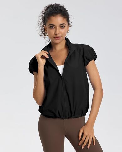 Locachy Women's Lightweight Short Sleeve Zip Up Athletic Jacket Stand Collar Sun Protection Workout Outdoor Jacket in Saudi Arabia