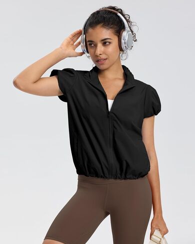 Locachy Women's Lightweight Short Sleeve Zip Up Athletic Jacket Stand Collar Sun Protection Workout Outdoor Jacket in Saudi Arabia