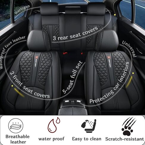 Car Seat Covers for Tacoma, Seat Covers for Toyota Tacoma 4 Door 5 Seater 2004-2023 (Double Cab),Black Leather Complete,Waterproof,Protect and Beautify Car Interiors,Compatible with Airbags in Saudi Arabia