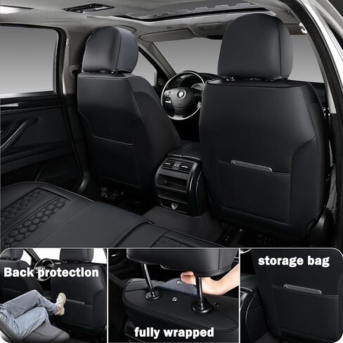 Car Seat Covers for Tacoma, Seat Covers for Toyota Tacoma 4 Door 5 Seater 2004-2023 (Double Cab),Black Leather Complete,Waterproof,Protect and Beautify Car Interiors,Compatible with Airbags in Saudi Arabia