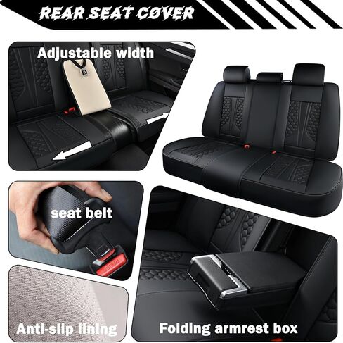 Car Seat Covers for Tacoma, Seat Covers for Toyota Tacoma 4 Door 5 Seater 2004-2023 (Double Cab),Black Leather Complete,Waterproof,Protect and Beautify Car Interiors,Compatible with Airbags in Saudi Arabia