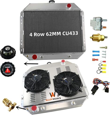CU433 4 ROW All All Ouminium Chandiator Fan Relay Kit for 66-79 Ford Trucks F100 F150 F250 F350 Bronco 1966 1968 1968 1970 1971 1972 1974 1975 1976 1977 1977 1978 1979 F-Series L6 V8 in Saudi Arabia