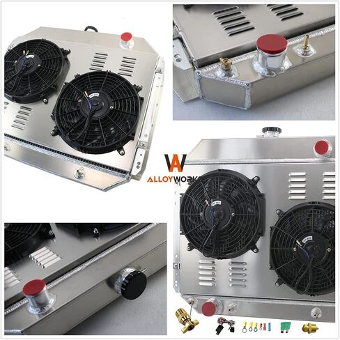 CU433 4 ROW All All Ouminium Chandiator Fan Relay Kit for 66-79 Ford Trucks F100 F150 F250 F350 Bronco 1966 1968 1968 1970 1971 1972 1974 1975 1976 1977 1977 1978 1979 F-Series L6 V8 in Saudi Arabia