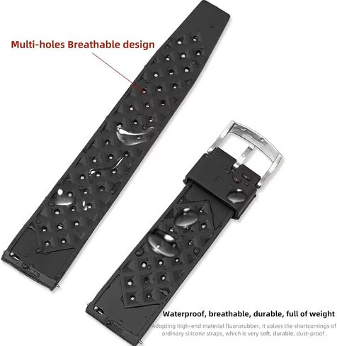 Tropical Style FKM Rubber Watch Bands 18mm 19mm 20mm 21mm 22mm Quick Release Fluororubber Waterproof Soft Breathable Durable FKM Rubber Watch Strap Universal Replacement Band Strap for Men Women in Kuwait