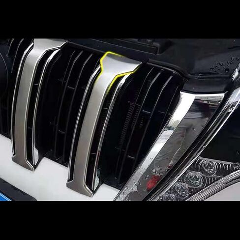 تغطية مصبغة شريحة مصد أمامية للسيارة لتويوتا لاند كروزر برادو FJ150 2014-2017 ABS chrome Car Accessories (Silver بدون كاميرا) in Kuwait