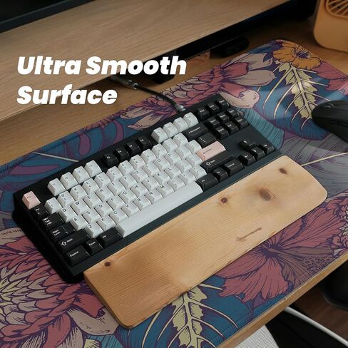 Japanese Forest Full Moon Gaming Mouse Pad with Non-Slip Rubber Base, Large Anime Mousepad with Stitched Edges, Long Keyboard Mat for Home and Office, 31.5 x 11.8 inches in Saudi Arabia