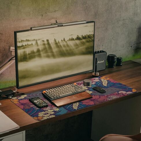 Japanese Forest Full Moon Gaming Mouse Pad with Non-Slip Rubber Base, Large Anime Mousepad with Stitched Edges, Long Keyboard Mat for Home and Office, 31.5 x 11.8 inches in Saudi Arabia