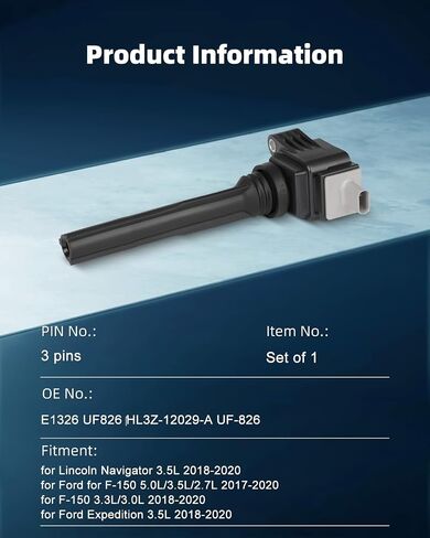 ملفات الإشعال ECCPP 1 PCS UF826 ، حزم لفائف ، متوافقة مع Ford F-150 2011-2017 ، Expedition 2018 2019 2020 ، 2017 2018 2019 2020 & Lincoln 2018 2019 2020 ، V6 3.5L ، UF826 ، GN10892 ، HL3Z12029A in Saudi Arabia