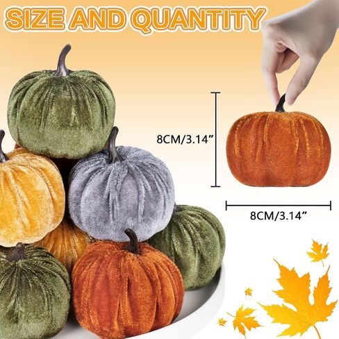 Super Holiday 12pcs ديكور القرع المخملي الاصطناعي ، 4 ألوان رغوة فو توافق على القرع زخرفة لخريف الحصاد موضوع حفل زفاف عيد الشكر الهالوين ديكور. in Kuwait