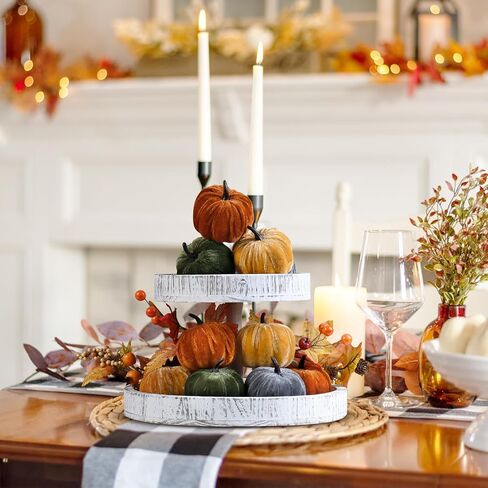 Super Holiday 12pcs ديكور القرع المخملي الاصطناعي ، 4 ألوان رغوة فو توافق على القرع زخرفة لخريف الحصاد موضوع حفل زفاف عيد الشكر الهالوين ديكور. in Kuwait