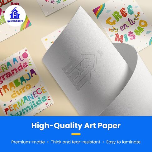 مجموعة ملصقات تحفيزية إسبانية (بيضاء) من Quarterhouse، مواد تعليمية للفصول الدراسية الإسبانية للطلاب والمعلمين من مرحلة الروضة وحتى الصف الثاني عشر، مجموعة مكونة من 12 قطعة، 12 × 18 بوصة، متينة للغاية in Kuwait