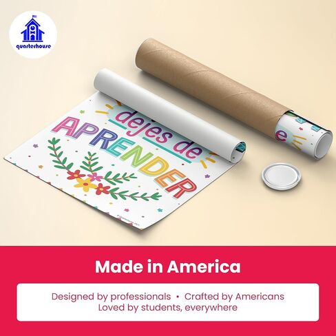 مجموعة ملصقات تحفيزية إسبانية (بيضاء) من Quarterhouse، مواد تعليمية للفصول الدراسية الإسبانية للطلاب والمعلمين من مرحلة الروضة وحتى الصف الثاني عشر، مجموعة مكونة من 12 قطعة، 12 × 18 بوصة، متينة للغاية in Kuwait