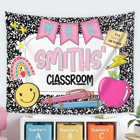 Happy to See Your Face Classroom Tapestry, Cute Welcome Back Banner for Kids, Pastel Teacher Wall Decor for Classroom, Back to School Bulletin Board Sign, Smiley Face Flower Backpack Poster (78) in Kuwait