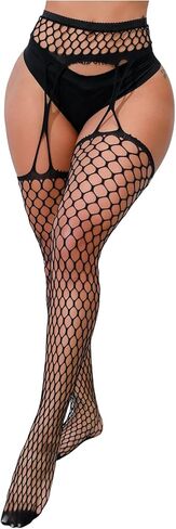 WDIRARA Women's Mesh Sheer Stockings Garter Fishnet High Suspender Pantyhose Sexy Tights in Saudi Arabia