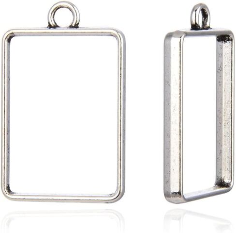 20pcs Open Back Heart Shape Bezel Frame Pendant Charm Pressed Flower Resin Mold Geometric Tray Setting Antique Silver Tone for Jewelry Craft Making CF286-6 in Saudi Arabia