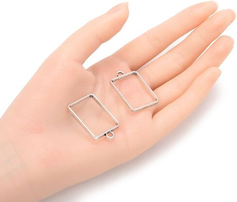 20pcs Open Back Heart Shape Bezel Frame Pendant Charm Pressed Flower Resin Mold Geometric Tray Setting Antique Silver Tone for Jewelry Craft Making CF286-6 in Saudi Arabia