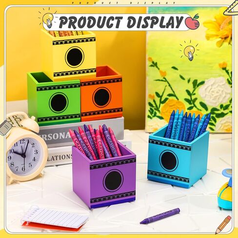10 Pcs Crayon Organizer Crayon Box Shaped Crayon Holder Wooden Colored Pen Holder Crayon Dispenser Marker Storage Organizer for Back to School for Classroom School Art Storage Supplies in Kuwait
