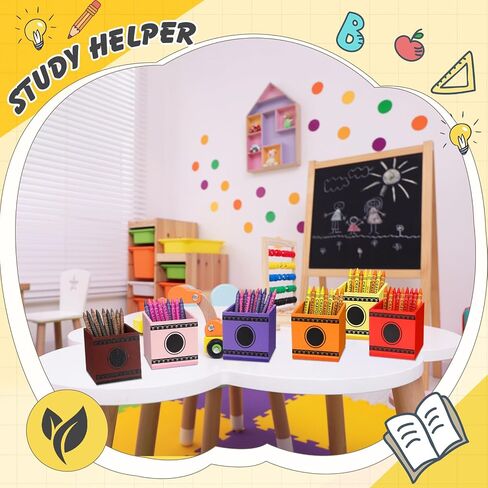 10 Pcs Crayon Organizer Crayon Box Shaped Crayon Holder Wooden Colored Pen Holder Crayon Dispenser Marker Storage Organizer for Back to School for Classroom School Art Storage Supplies in Kuwait