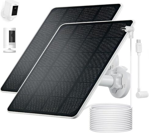 Ring Camera Solar Panel Charger, Compatible with Stick Up Camera, Stick Up Cam Pro, Spotlight Camera Plus/Pro, 5W5V, Weatherproof, 3M/9.8FT Cable (2Pack) in Kuwait