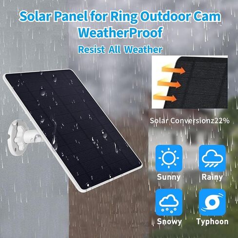 Ring Camera Solar Panel Charger, Compatible with Stick Up Camera, Stick Up Cam Pro, Spotlight Camera Plus/Pro, 5W5V, Weatherproof, 3M/9.8FT Cable (2Pack) in Kuwait
